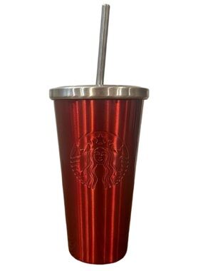 Starbucks 2014 Rare Red Cranberry Stainless Steel Tumbler 16oz